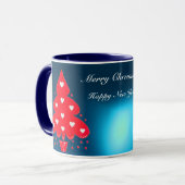 Mug ROUGE NOËL ARBRE FÊTE DE VACANCES bleu (Devant gauche)