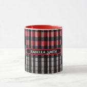 Mug Rouge Noir Abstrait Plaid Collection moderne (Centre)