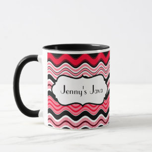 Mug Rouge, Noir, Blancs Grandes Vives Personnalisées M