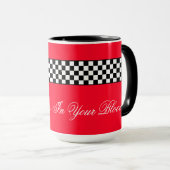 Mug Rouge noir et blanc Race Thème (Devant droit)