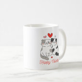 Mug Rouge Noir Illustré Chats Mignons Joyeuse Saint-Va (Devant droit)