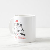 Mug Rouge Noir Illustré Chats Mignons Joyeuse Saint-Va (Devant gauche)
