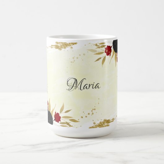 Mug rouge noir & or floral mariage (Centre)