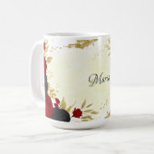 Mug rouge noir & or floral mariage (Devant gauche)