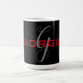 Mug Rouge noir Votre nom Monogramme initial Moderne (Centre)