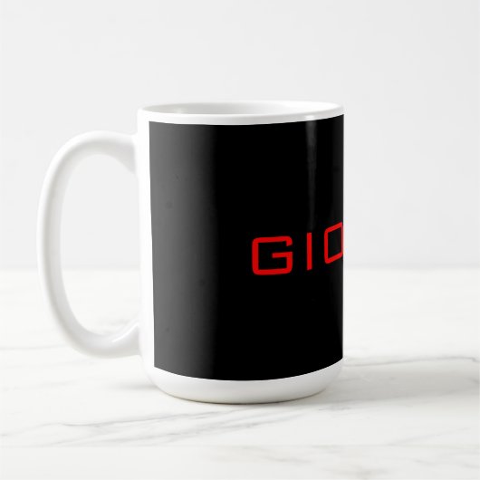 Mug Rouge noir Votre nom Monogramme initial Moderne (Gauche)