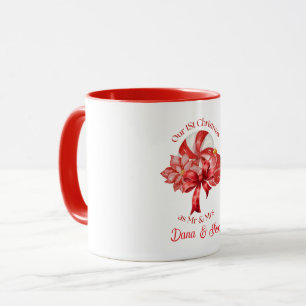 Mug Rouge Notre 1er Noël Poinsettia à la Menthe