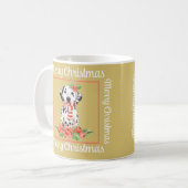 Mug Rouge Or Blanc Joyeux Noël Dalmatien (Devant gauche)