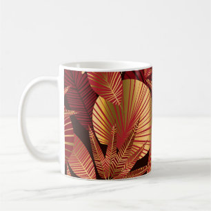 Mug Rouge or, Motif tropical géométrique.