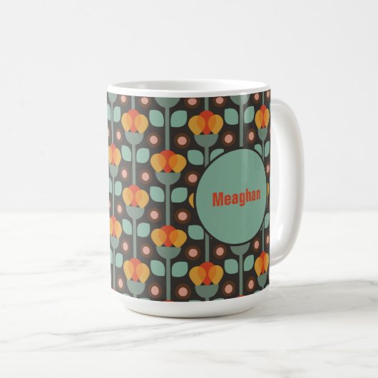 Mug Rouge or Turquoise rétro (Devant droit)