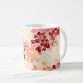 Mug Rouge orange et fleurs crèmes rétros (Devant droit)