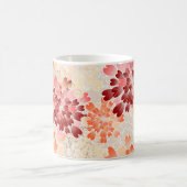 Mug Rouge orange et fleurs crèmes rétros (Centre)
