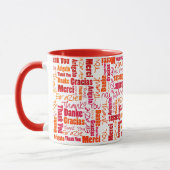 Mug Rouge Orange Merci Multilingue (Gauche)