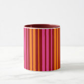 Mug Rouge Orange Rose Design à rayures verticales (Centre)