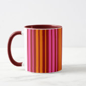 Mug Rouge Orange Rose Design à rayures verticales (Gauche)