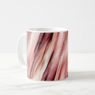 Mug Rouge Pâle Bourgogne Paillettes Dorées Rayures