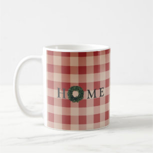 Mug Rouge Plaid "Accueil" Agritourisme Décor Campagne