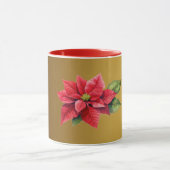 Mug Rouge Poinsettia Couleur or brossé (Centre)