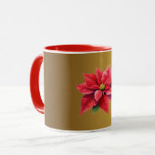 Mug Rouge Poinsettia Couleur or brossé (Devant gauche)