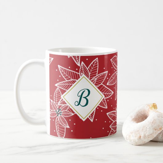 Mug Rouge Poinsettia première boue de Noël (Avec donut)