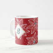 Mug Rouge Poinsettia première boue de Noël (Devant gauche)