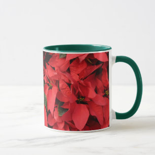 Mug Rouge Poinsettias II Noël Fête Florale