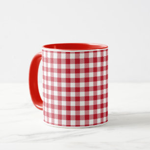 Mug Rouge Rétro à Carreaux Design de Fermette