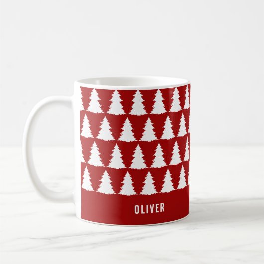 Mug Rouge rétro Noël moderne minimal unique (Gauche)