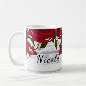 Mug Rouge romantique Aquarelle Rose & Lanterne Rustiqu (Gauche)