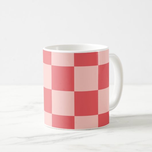 Mug Rouge rose À damiers En vichy Motif (Devant droit)