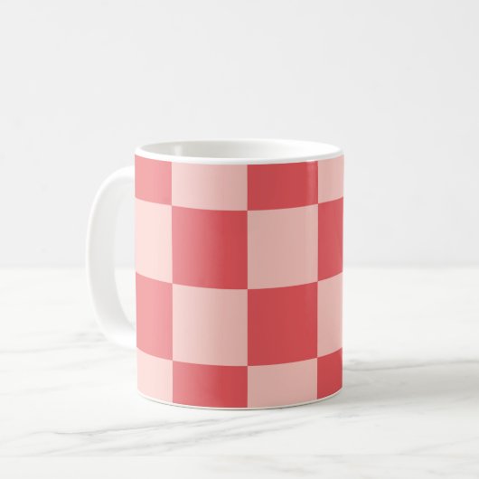 Mug Rouge rose À damiers En vichy Motif (Devant gauche)