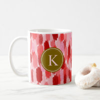 Rouge rose Abstrait brosses Motif Monogramme