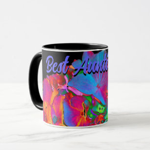 Mug Rouge rose bleu violet fleuri fleuri coloré