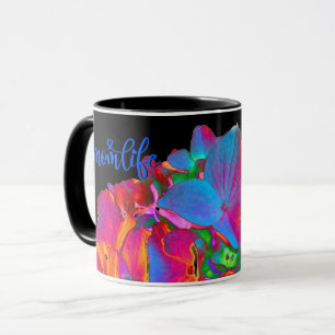 Mug Rouge rose bleu violet fleuri fleuri coloré