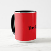 Mug Rouge, rouge uni MODÈLE, texte noir, (Devant gauche)