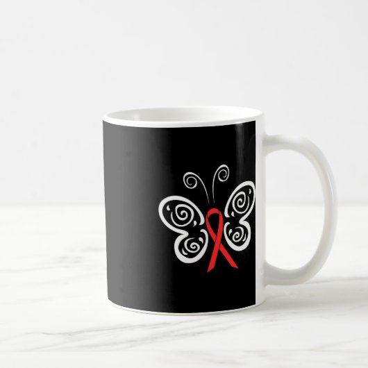 Mug Rouge Ruban Papillon Sang Cancer VIH SIDA (Droite)