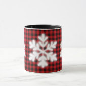 Mug Rouge rustique rouge rustique plaid gelé flocons d (Centre)