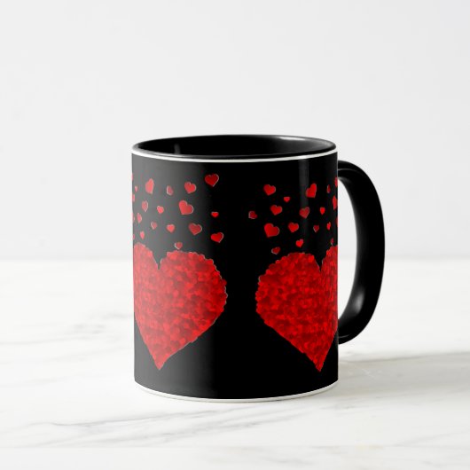 Mug Rouge Saint Valentin noir Elégance (Devant droit)