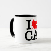 Mug Rouge très poli Noir J'aime Canada Feuille d'érabl (Devant gauche)
