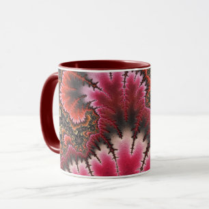 Mug Rouge Velours Fractal Art Nouveau Style Abstrait