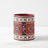 Mug Rouge Vert Beige Noir Blanc Oriental Kilim Rug (Centre)