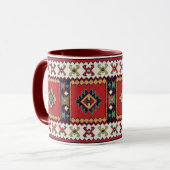 Mug Rouge Vert Beige Noir Blanc Oriental Kilim Rug (Devant gauche)
