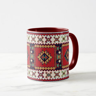 Mug Rouge Vert Beige Noir Blanc Oriental Kilim Rug