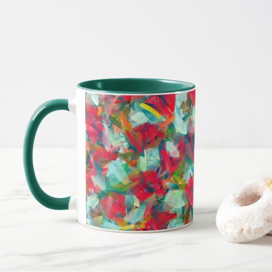 Mug Rouge Vert Bleu Bleu Jaune Abrégé (Avec donut)
