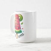 MUG ROUGE & VERT BONJOUR ÉTÉ PASTÈQUE (Devant gauche)