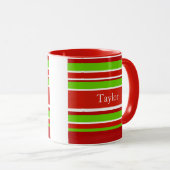 Mug Rouge vert et blanc (Devant droit)