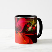 Mug Rouge Vert Floral Moderne Art Abstrait Motif #02 (Devant droit)