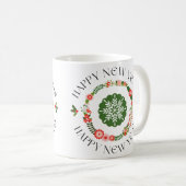 Mug Rouge vert gras Noël Berries Wreath Scandi (Devant droit)