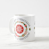 Mug Rouge vert gras Noël Berries Wreath Scandi (Devant gauche)