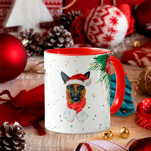 Mug Rouge Vert mignon berger allemand chien dès Noël